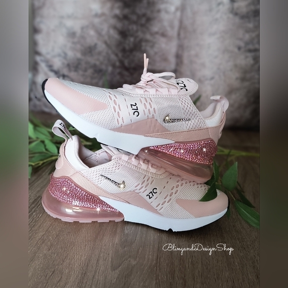 Nike Air Max 270 Pink Sneakers made with Swarovski Crystals Custom - Picture 6 of 9